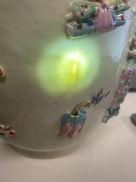 A Chinese famille rose vase with applied 'antiquities' design, Yongzheng